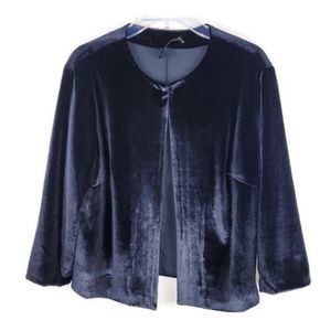 Mes Amies Boutique Velvet Jacket Womens Size 6 Black Stretch 3/4 Sleeve